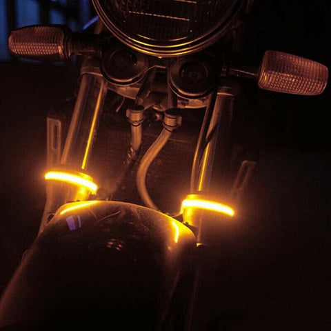 2pcs Switchback White Amber Sequential LED DRL Turn Signal Light Strip 36-SMD Waterproof Adjustable LED Light Bar Kit for Motorcycle