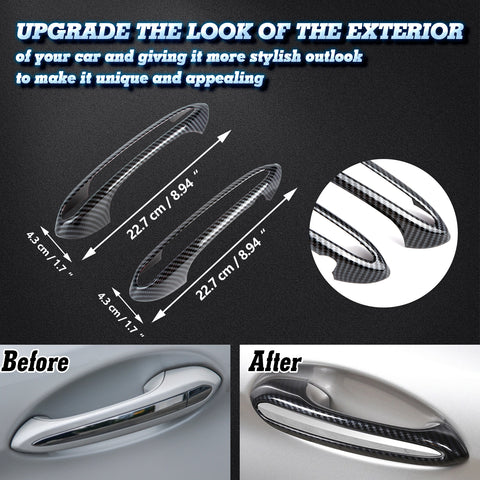 4X Carbon Fiber Style Door Handle Bezel Cover DecorFor BMW 5 Series G30 2018-up