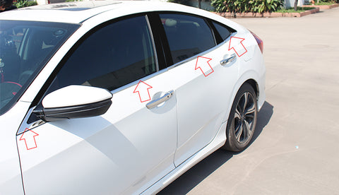 For Honda Civic 10th 2016 2017 2018 2019 2020 4-Door Stainless Steel Lower Window Frame Door Cover Molding Trim (8 Pieces)