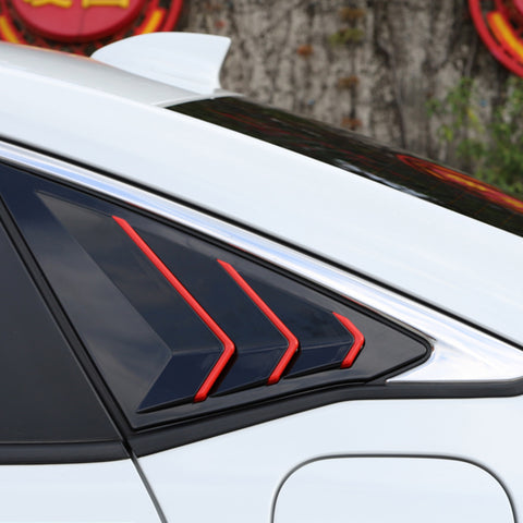 Side Air Vent Window Louver Glossy Black w/Red ABS Cover For Honda Civic 2016-21