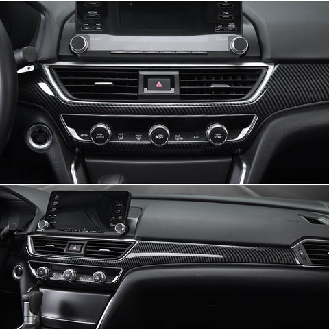 ABS Carbon Fiber / Red ABS Car Dashboard AC Switch Button Panel Frame Cover Trim for Honda Accord 2018 2019