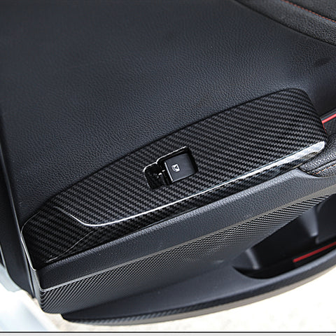 4pcs Carbon Fiber Pattern / Red ABS Car Door Window Lock Panel Switch Bezel Cover Driver Passenger Side for Toyota Camry 2018-2024