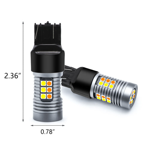 LED Turn Signal Parking/DRL Lights 7443 7444 Switchback Amber White Dual Color