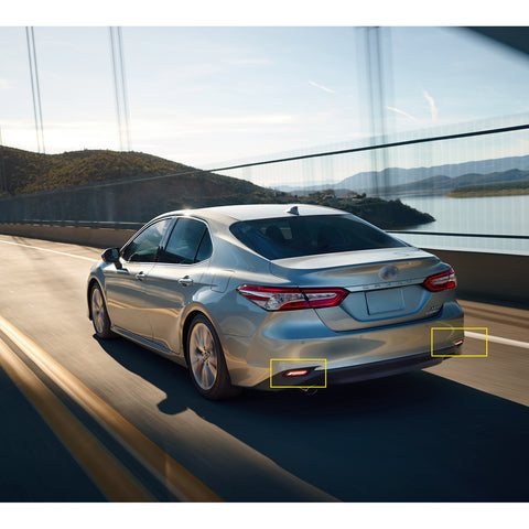 2pcs Rear Bumper Reflector LED Brake Tail Turn Signal Light for Toyota Camary 2018-2025, Red Lens