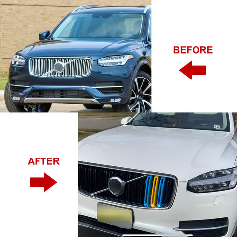 For 2016-19 2nd Gen Volvo XC90 Sweden Flag Color Front Grille Insert Trims