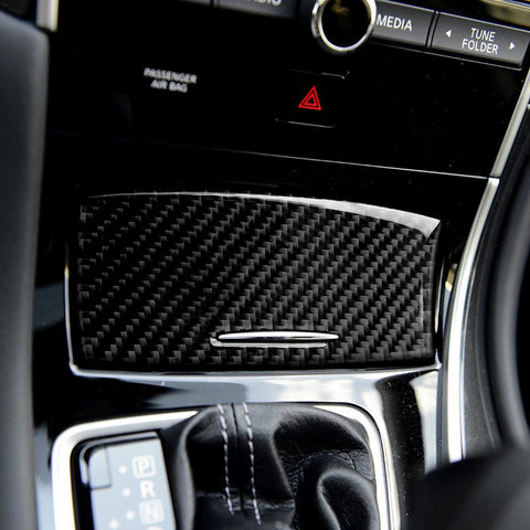 2pcs Carbon Fiber Pattern Car Console Gear Shift Knob Panel Trim Frame Cover for Infiniti Q50 2014-2023