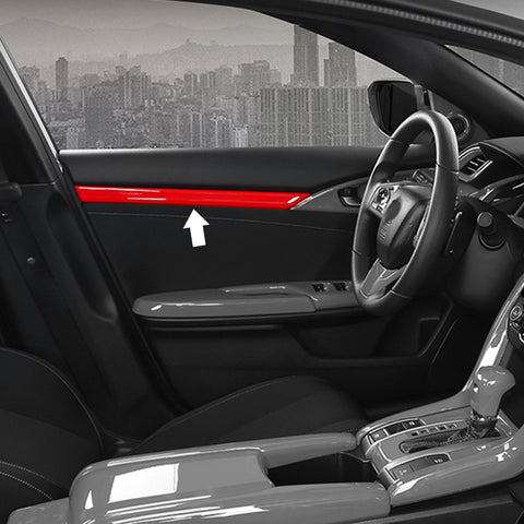 Sport Racing Style Red Door Strip Cover Decal For Honda Civic 10th Gen 2016-2021