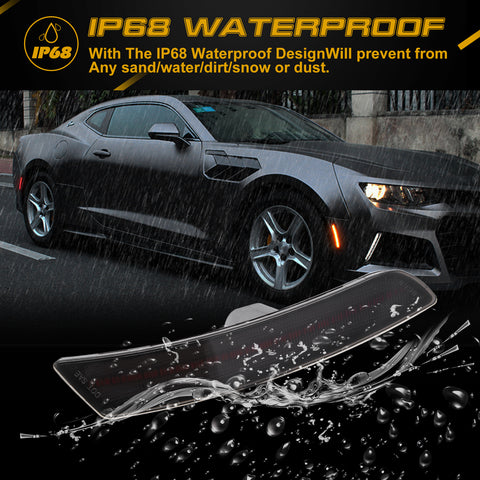 4PCS ABS Smoked Lens Front Rear LED Side Marker Light For Chevrolet Camaro 2016-2021