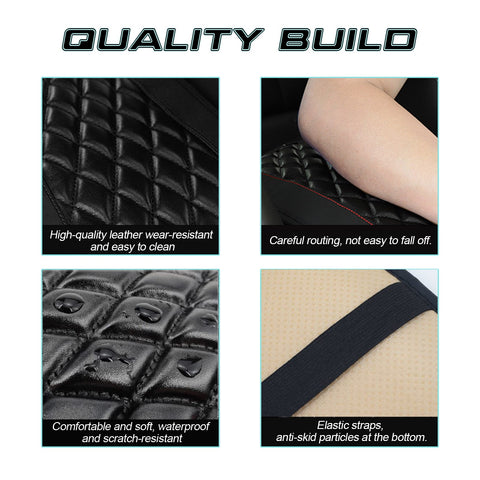 Xotic Tech Center Console Armrest Seat Box Cover Pad, Leather Cushion w/Flexible Elastic Band, Universal Accessories for Most Cars, SUV, Truck (Black & Blue 12.60"x7.48")