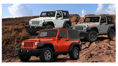 2 x Black/ Brushed Silver/ Red/ White WRANGLER Letter Decal Hood Vinyl Sticker for Jeep Wrangler Rubicon CJ YJ TJ JK JL