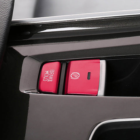Red / Silver Aluminum Handbrake Button Cap for Honda Accord 2018-2020, Car Electronic Handbrake Parking P Gear BRAKE HOLD Frame Cover Decal Trim