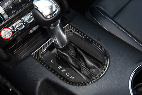 Genuine Carbon Fiber Car Center Console Gear Shift Box Panel Frame Cover Trim for Ford Mustang 2015-2019
