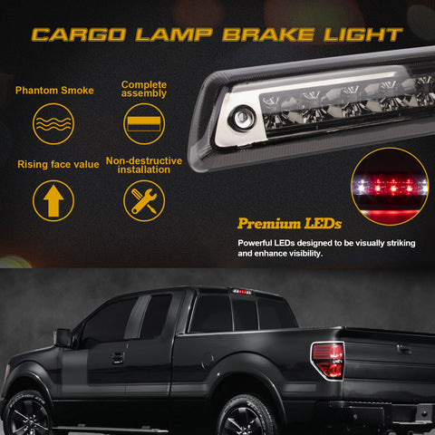 Smoke Lens FULL LED Red/White High Mount Cargo Lamp Third Brake Ford F150 09-14