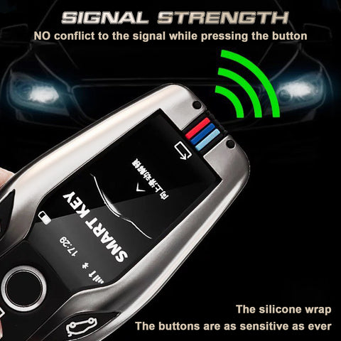 Sliver Zinc Alloy&Silicone Full Seal Key Fob Cover For BMW 5 6 7 Series X5 X6 X7