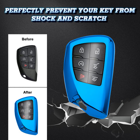 Blue Soft TPU Full Protect Remote Key Fob Cover For Chevrolet Suburban 2021-2022
