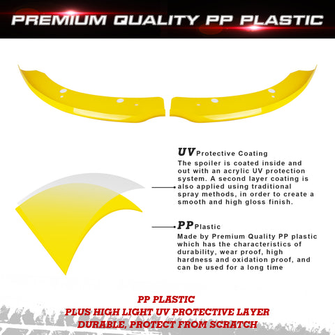 2PCS Exterior Front Bumper Lip Splitter Spoilers Protector Bumper Corner Edge Guard Cover Trim Accessories Compatible With Dodge Charger SRT Hellcat/SRT 392/Scat Pack/RT Scat Pack 2015-2021, Yellow