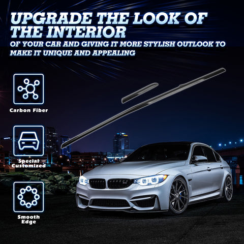 Interior Center Console Dashboard Lower Strip Cover Trim, Carbon Fiber Style, Compatible with BMW F30 F31 3 Series 2012-2018, F34 3 Series GT 2014-2019, F32 F36 4 Series 2014-2019 (2pcs)