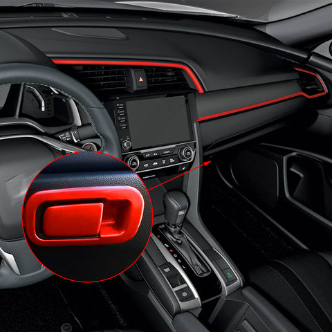 Red Sporty Storage Box Handle Overlay Molding Cover For Honda Civic 10th Gen 2016-2021