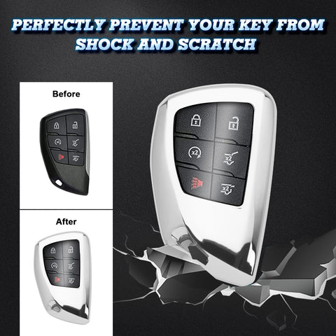 Silver Soft TPU Full Protect Remote Key Fob Cover For Chevrolet Suburban 2021-up