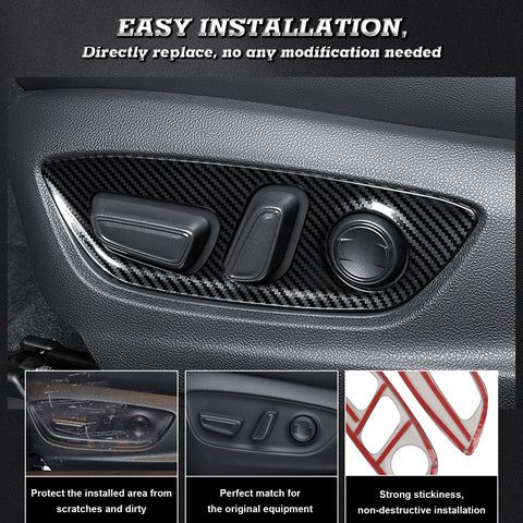 Carbon Fiber Texture Stainless Steel Seat Handle Panel Cover For Toyota Camry 2018-2024
