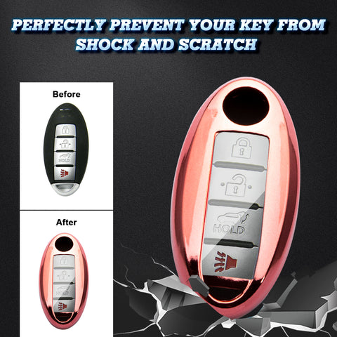 Black Soft TPU + Hard ABS Remote Smart Key Fob Shell Cover For Nissan 3 4 5 Buttons