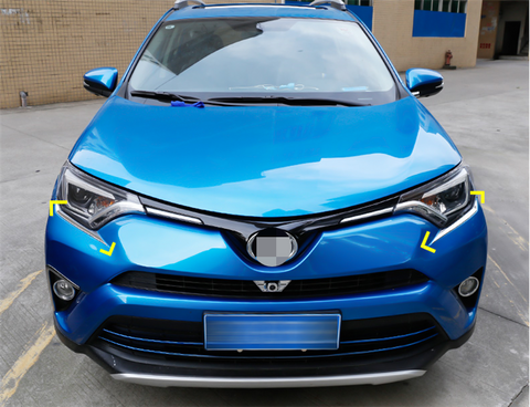 2pcs ABS Chrome Headlight Head Lamp Lower Cover Trim for Toyota RAV4 2016-2018