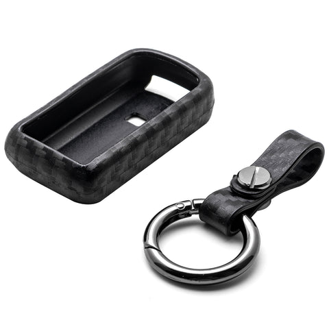 for Mitsubishi Outlander Key Fob Cover with Keychain - Carbon Fiber Pattern Soft Silicone Key Fob Case Holder Fit Mitsubishi Lancer Evolution