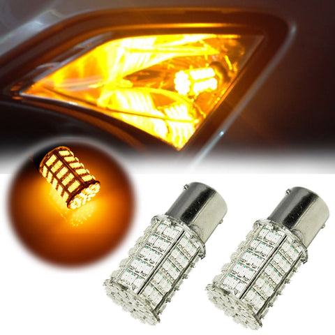 4x 3000K High Power White\ Amber 1156 7506 7507 127-SMD LED Bulbs For Turn Signal Light