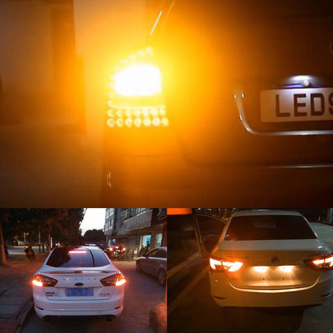2pcs 3157/ 3156 Amber 3000K High Power Back Up Reverse Tail Brake Stop LED Light