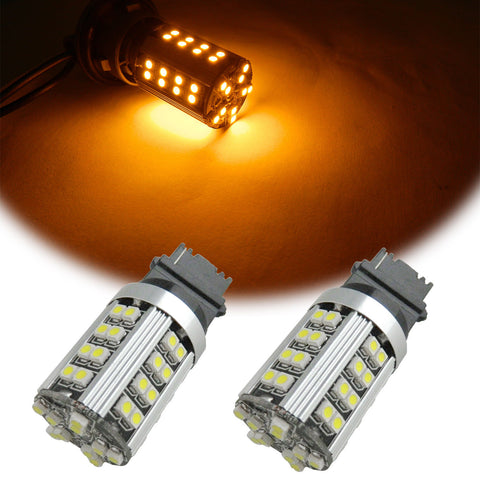2X White\ Amber 50-SMD 21W 3156 3457 3357 4057 LED Turn Signal Light Bulbs