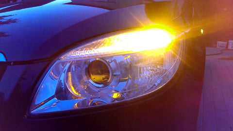 2X White\ Amber 50-SMD 21W 3156 3457 3357 4057 LED Turn Signal Light Bulbs