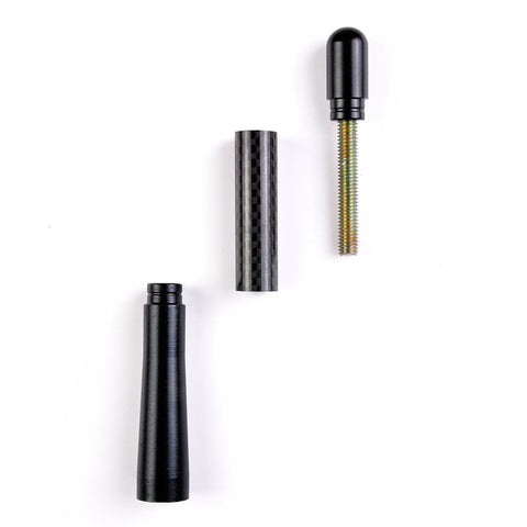 5" Black Real Carbon Fiber Aluminum Short Screw-On Mast Car Antenna