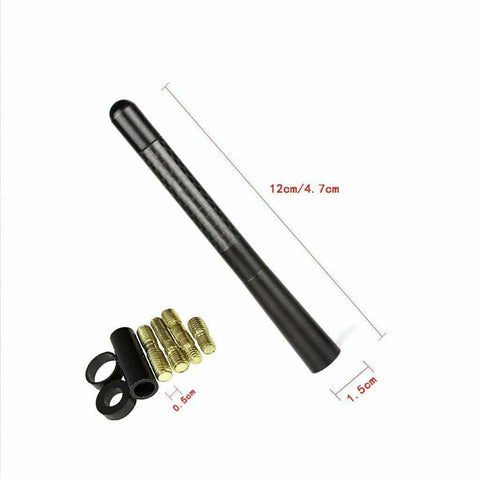 5" Black Real Carbon Fiber Aluminum Short Screw-On Mast Car Antenna