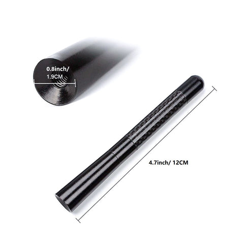 5" Black Real Carbon Fiber Aluminum Short Screw-On Mast Car Antenna