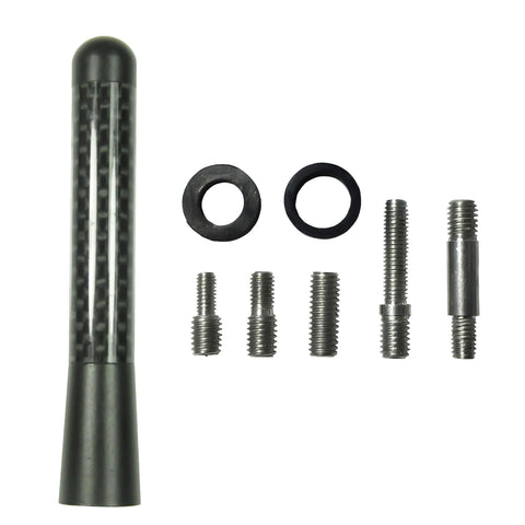 JDM Universal 3" 76mm Black Carbon Fiber Aluminum Car RADIO SCREW-IN Short Antenna Universal Fit