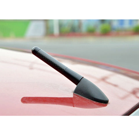 JDM Universal 3" 76mm Black Carbon Fiber Aluminum Car RADIO SCREW-IN Short Antenna Universal Fit