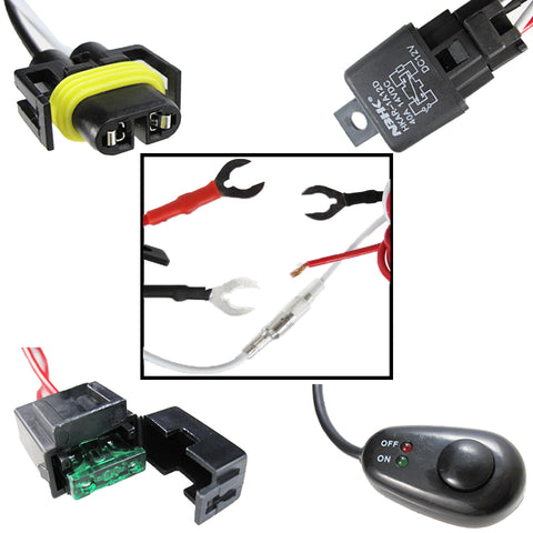 H11 H8 Relay Harness Wire Kit + LED ON/OFF Switch For For Aftermarket Fog Lights, Driving Lights, HID Conversion Kit, LED Work Lamp, etc