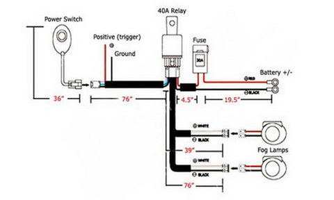 H11 H8 Relay Harness Wire Kit + LED ON/OFF Switch For For Aftermarket Fog Lights, Driving Lights, HID Conversion Kit, LED Work Lamp, etc