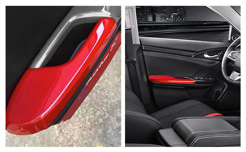 Sporty Red Interior Door Armrest Panel Trim Cover For Honda Civic 2016-2020 21