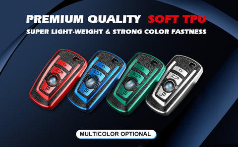 Red TPU Leather Full Seal Remote Key Fob Case Cover For BMW 1 2 3 4 5 6 7 Series
