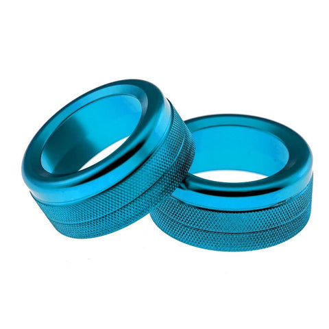 2pcs Red/ Blue/ Silver Anodized Aluminum AC Climate Control Knob Ring Volume Knob Decor Cover for Porsche Cayenne Macan Boxster Cayman 911 718 Panamera