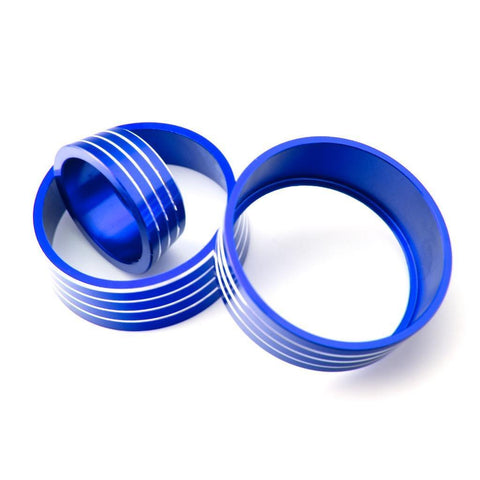 3pcs Aluminum Air Condition Switch Knob Volume Knob Trim Ring for Honda Fit Jazz 2014-2017 Red/ Blue/ Silver