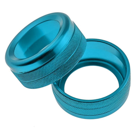 2pcs Red/ Blue/ Silver Anodized Aluminum AC Climate Control Knob Ring Volume Knob Decor Cover for Porsche Cayenne Macan Boxster Cayman 911 718 Panamera