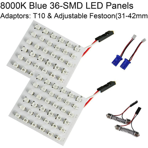 10pcs Xenon White\ Blue T10 36-SMD LED Panel Dome Light 158 168 184 194 2825 W5W