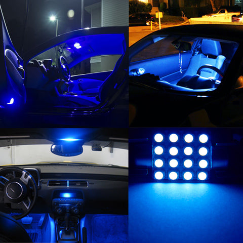 10PCS 36MM Ice Blue 16-SMD Festoon LED Bulbs Dome Lights 6418 6423 C5W 6451