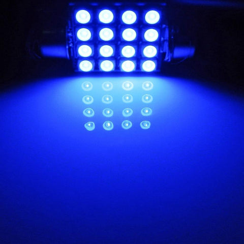 2Pcs 8000K Blue 36mm 16-SMD 6418 C5W LED Bulbs For Car License Plate Lights