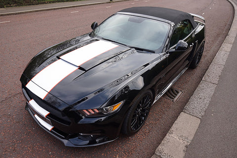 Compatible with Ford Mustang 2015-2021 White Red Graphics Sporty Decal Stripe Trunk Stickers