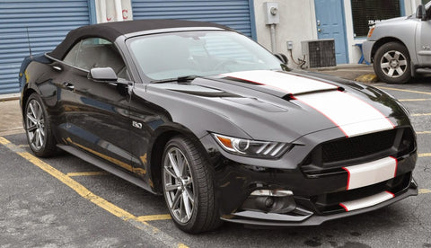 Compatible with Ford Mustang 2015-2021 White Red Graphics Sporty Decal Stripe Trunk Stickers