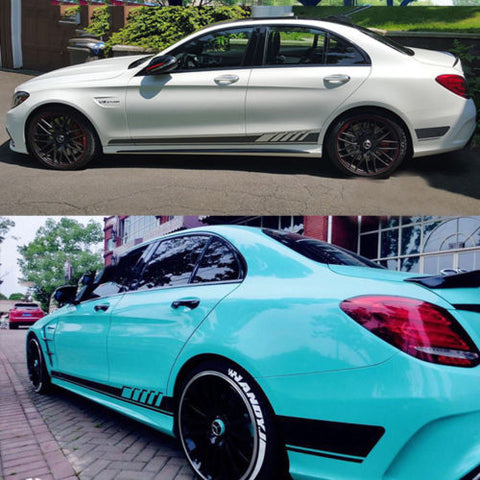 2x Sports Racing Car Graphics Side Lower Body Vinyl Long Stripe Decal Stickers