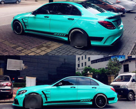 2x Sports Racing Car Graphics Side Lower Body Vinyl Long Stripe Decal Stickers